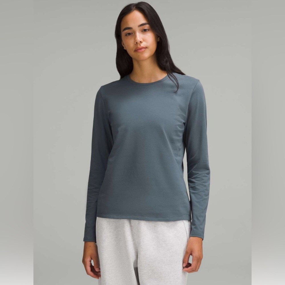 Lululemon NWT Organic Cotton Crewneck Long-Sleeve Shirt Oil Grey